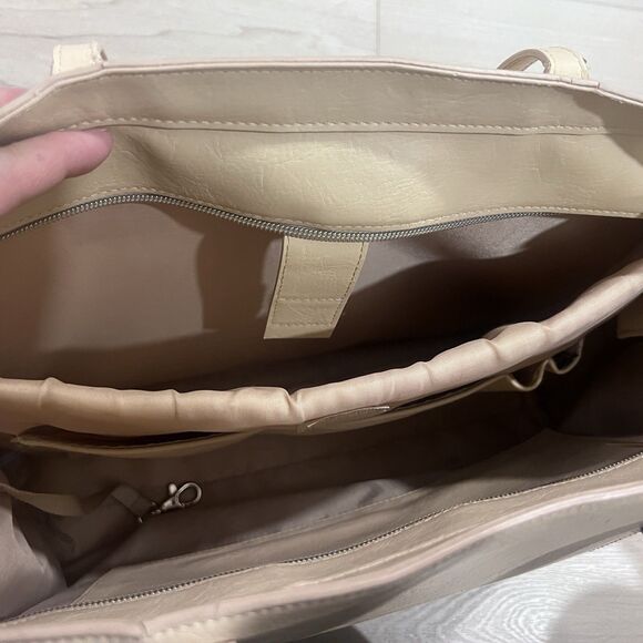 BEIS The Work Tote Beige Bag Travel Lg With Strap/ Interior iPad Snap On Pouch - Picture 13 of 16